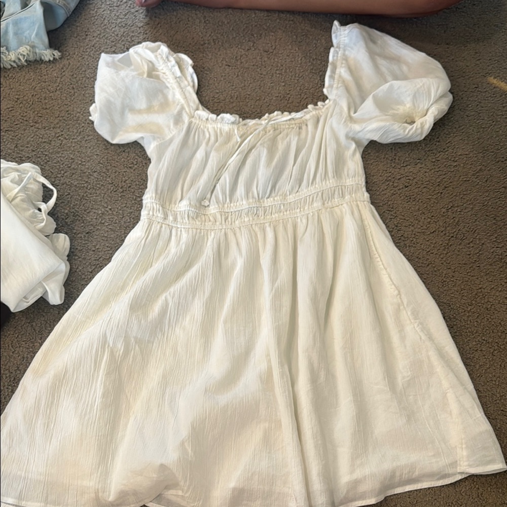 Aerie White Puff Sleeve Dress